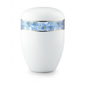 Biodegradable Urn (White with Blue Flower Band)